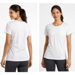 Fabletics White Short Sleeve Athletic Top Zip Pocket XS